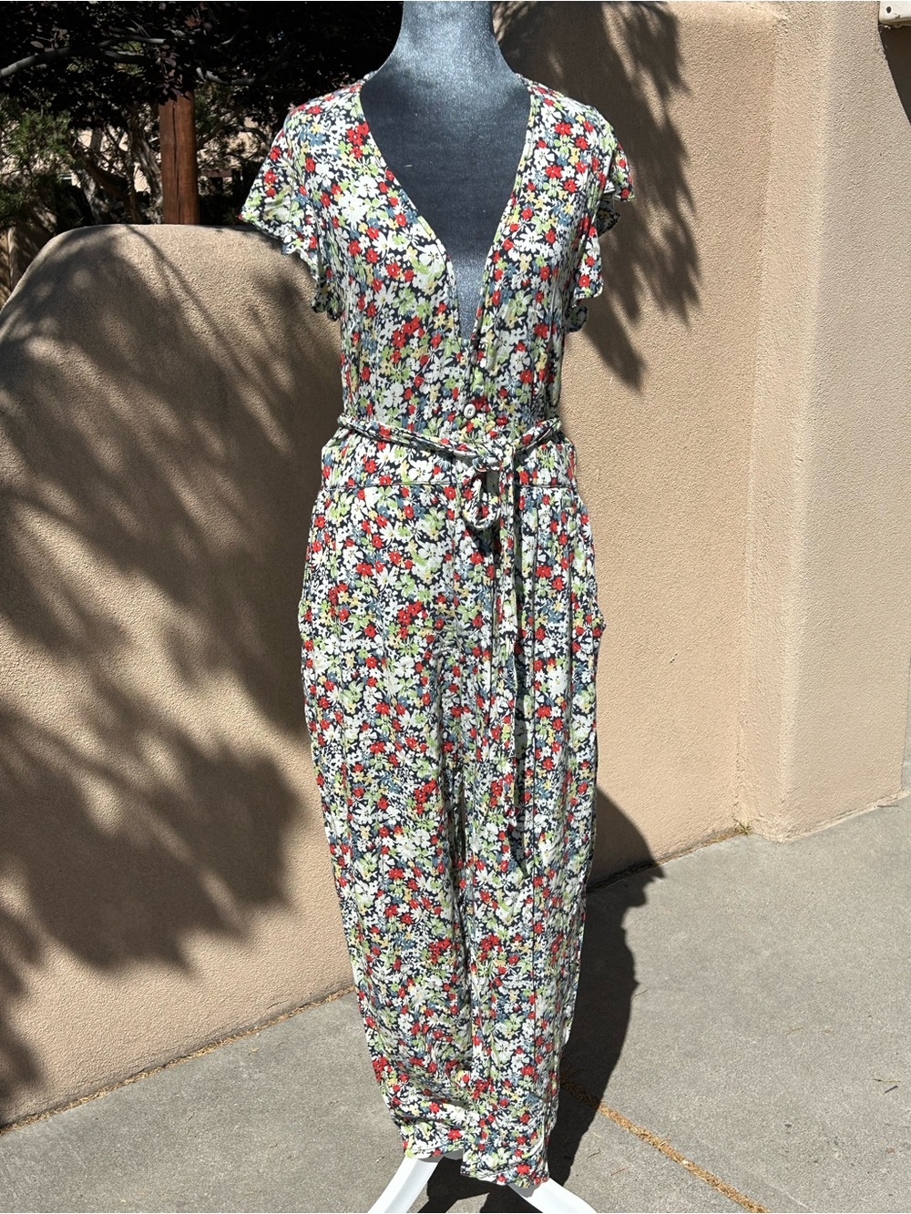 Free People Ruffle Your Feathers Floral Jumpsuit — Medium